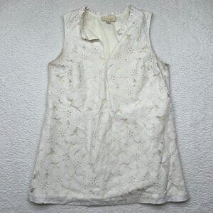 ModCloth | White Familiar Flourish Floral Lace Blouse Size Small